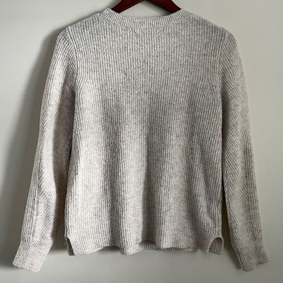 LOFT Crewneck Soft Knit Light Gray Cream Sweater | Size Small - Picture 3 of 9